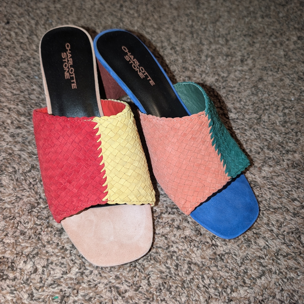 Charlotte Stone Multicolor Woven Slide Sandals